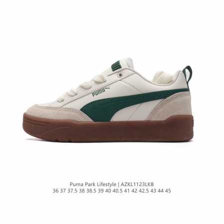 Puma 彪马 男女运动板鞋，原楦原纸版开发版型，采用环保皮革组合鞋面材质，外置耐磨橡胶大底蕾哈娜同系面包鞋太好看了！彪马puma Park Lifestyle - 点击图像关闭