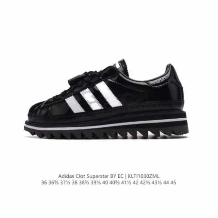 公司级 阿迪达斯 CLOT x Adidas originals Superstar 陈冠希全新设计 运动休闲厚底增高板鞋，鞋身整体以adidas经典的 Sup - 点击图像关闭