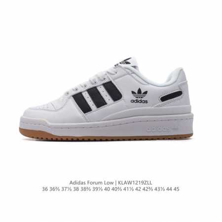 Adidas 阿迪达斯 三叶草 Forum Low 男女运动鞋 摩登演绎篮球风的经典鞋。英文的“Forum”，是进行表达的场所，在这里，可以释放自己的热情，阐述 - 点击图像关闭