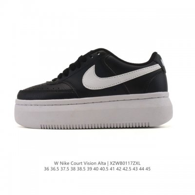 Nike耐克新款Nike Court Vision Alta Ltr 厚底增高运动休闲板鞋。时尚设计，巧妙融合皮革材质搭配加高鞋底。出众篮球鞋外观搭配柔软鞋舌，