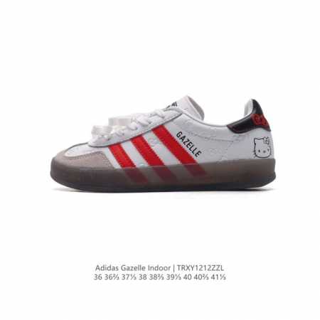 阿迪达斯 Adidas Originals Gazelle Indoor 复古三叶草防滑透明橡胶板鞋 Hello Ketty 猫 经典运动鞋。这款经典鞋,忠于原 - 点击图像关闭