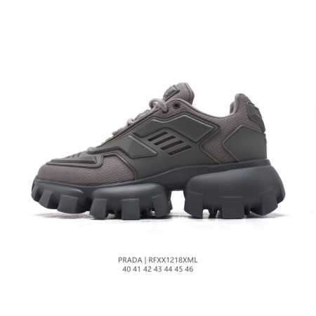 公司级 Prada系列／Prada 普拉达男士厚底增高运动跑步鞋 时尚老爹鞋 Prada.普拉达高端品牌休闲慢跑鞋 完美做工.演绎完美选择的你。 码数: 40- - 点击图像关闭