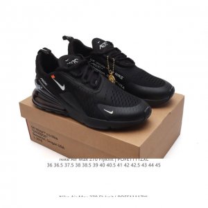 公司级 耐克 NIKE AIR MAX 270 FLYKNIT 混合科技 透气后掌半气垫慢跑鞋 气垫跑步鞋 其后跟采用 Nike 大型 Air 气垫，加上具有非