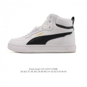 公司级 puma 彪马 男女式 Caven 2.0 运动板鞋卡文 2.0 中性高帮运动鞋。Caven 2.0 是对经典 1980 年代篮球轮廓的微妙旋转，外观是