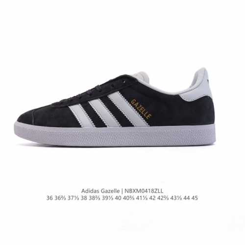 阿迪达斯 Adidas 三叶草Gazelle系列休闲鞋男女经典运动鞋，鞋身特殊的猪八皮革材质和简单百搭的特点，让 Gazelle 一直活跃在街头。T字鞋头、压模