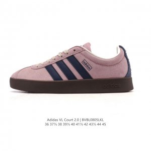 Adidas T头鞋 阿迪达斯 Vl Court 2.0 Shoes 运动休闲板鞋小白鞋，这款T形鞋头运动鞋,力求无论球场或街头,皆显耀眼出众。采用绒面革和牛皮