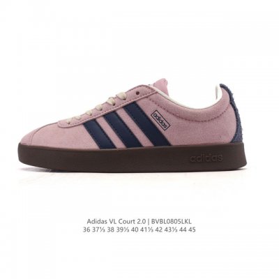 Adidas T头鞋 阿迪达斯 Vl Court 2.0 Shoes 运动休闲板鞋小白鞋，这款T形鞋头运动鞋,力求无论球场或街头,皆显耀眼出众。采用绒面革和牛皮