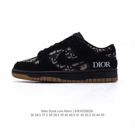 160 耐克 Nike Dunk Low Retro 运动鞋复古板鞋 迪奥联名。作为 80 年代经典篮球鞋款，起初专为硬木球场打造，后来成为席卷街头的时尚标杆， - 点击图像关闭
