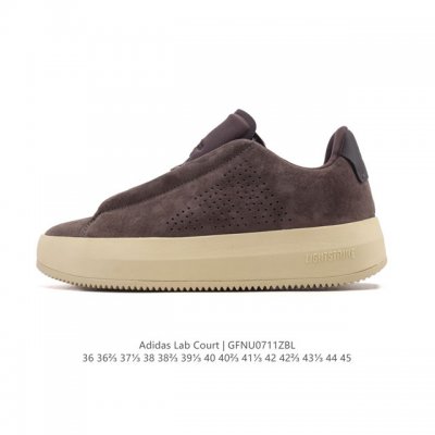 公司级 阿迪达斯 Adidas Labcourt 百搭休闲轻松舒适 耐磨透气低帮 厚底增高运动板鞋 男女同款。鞋面使用了绒毛麂皮 ，鞋面和鞋底连接处使用了包边处