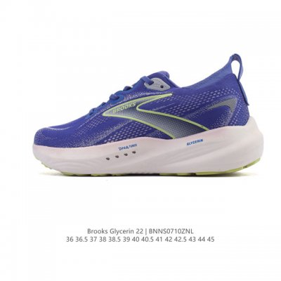 新品公司级 Brooks布鲁克斯Glycerin 22甘油 跑步鞋男女新款透气缓震支撑运动 甘油22跑鞋是布鲁克斯。甘油22拥有非常亮眼的外观设计，采用了鲜艳夺