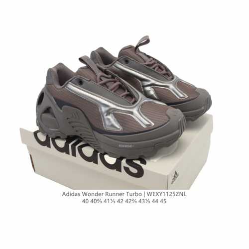 新品 阿迪达斯新款 Adidas Fos系列Wonder Runner Turbo厚底运动鞋阿迪达斯轻运动鞋舒适防滑耐磨 低帮缓震跑步鞋 厚底增高男款老爹鞋，外