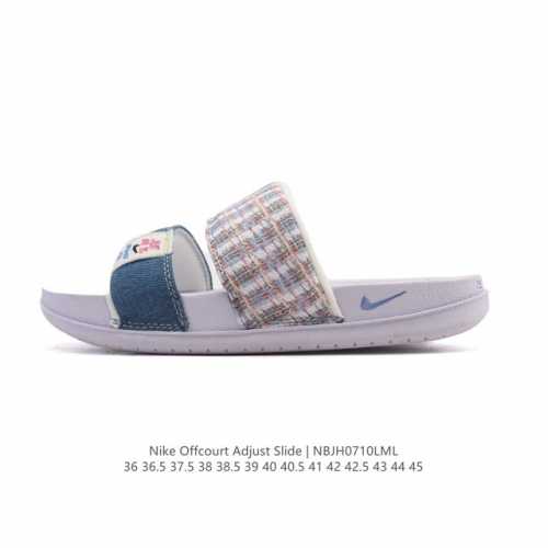 耐克 Nike Offcourt Adjust Slide 防滑耐磨 缓震 魔术贴 防水 沙滩拖鞋 外穿运动凉拖鞋 休闲家居拖鞋，经典的一字魔术贴设计，简约而不