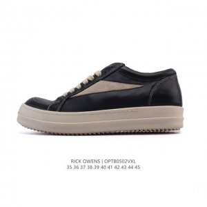 公司级 Rick Owens 复古百搭 时尚 舒适透气 耐磨 休闲鞋 市售最高版本 Rick Owens 瑞克 欧文斯 粗鞋带 低帮高街休闲运动板鞋 原鞋开发