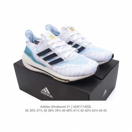 阿迪达斯 爆米花 男女鞋 Adidas Ultraboost 21低帮畅跑缓震回弹跑步运动鞋，Ultraboost 21以全新的外观示人。此次采用全新编制纹理的 - 点击图像关闭