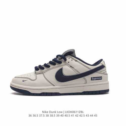 真标supreme X Nike Dunk Low 运动滑板鞋，此款主张打破传统的工业化流水线设计限制，以made By Ideas的超级创意为理念，集结众多潮