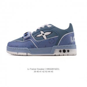 路易威登 Louis Vuitton Lv路易威登板鞋 时尚运动鞋潮厚底增高男鞋。舒适防滑底和百搭性霸屏整个时尚娱乐圈，细节调整完美主义！采用柔软皮革织物拼接鞋