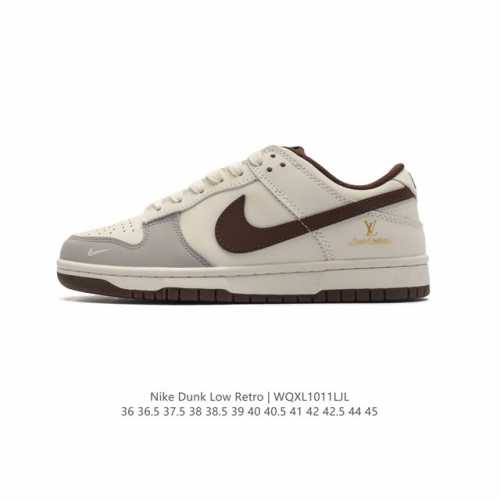 原2 特价 耐克 Nike Dunk Low Retro 运动鞋复古板鞋。路易威登联名 作为 年代经典篮球鞋款，起初专为硬木球场打造，后来成为席卷街头的时尚标杆