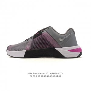 耐克Nike Metcon 10 女室内健身鞋低帮薄底健身运动鞋Hj1875 在后跟下方这一关键部位融入强韧 Hyperlift 外底，可在举重时有效提升稳定性