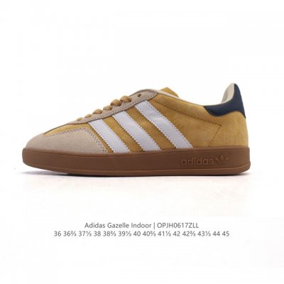 公司级 阿迪达斯 Adidas Originals Gazelle Indoor复古三叶草防滑透明橡胶板鞋经典运动鞋。这款经典鞋,忠于原版设计,缀撞色三条纹和鞋