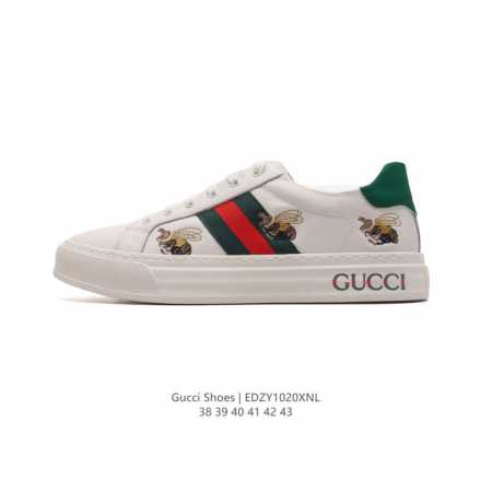 公司级 GUCCI 古奇 小白鞋 古驰奢侈品男女运动板鞋 刺绣蜜蜂休闲鞋子 Gucci Tennis 1977老花鞋，经典耐穿，复古感满满的Gucci老花鞋老花 - 点击图像关闭