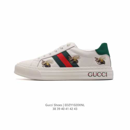 公司级 GUCCI 古奇 小白鞋 古驰奢侈品男女运动板鞋 刺绣蜜蜂休闲鞋子 Gucci Tennis 1977老花鞋，经典耐穿，复古感满满的Gucci老花鞋老花