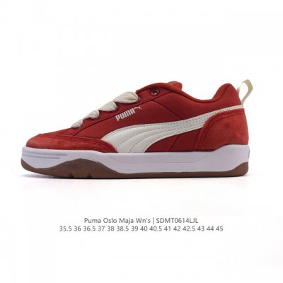 降价原价 元 Puma 彪马 Oslo Maja Wn's 2025年新款 小白鞋 厚底增高运动休闲板鞋 复古经典板鞋时尚小白鞋。原楦原纸版开发，采用固色翻毛皮