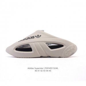 新品 阿迪达斯 Adidas Superstar拖鞋 夏季神拖瞬间成为“显眼包” 25夏季新款男士外穿时尚沙滩踩屎感透气凉拖鞋 舒适透气 耐磨 轻运动休闲拖鞋，