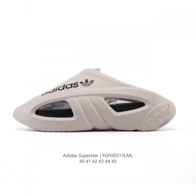 新品 阿迪达斯 Adidas Superstar拖鞋 夏季神拖瞬间成为“显眼包” 25夏季新款男士外穿时尚沙滩踩屎感透气凉拖鞋 舒适透气 耐磨 轻运动休闲拖鞋，