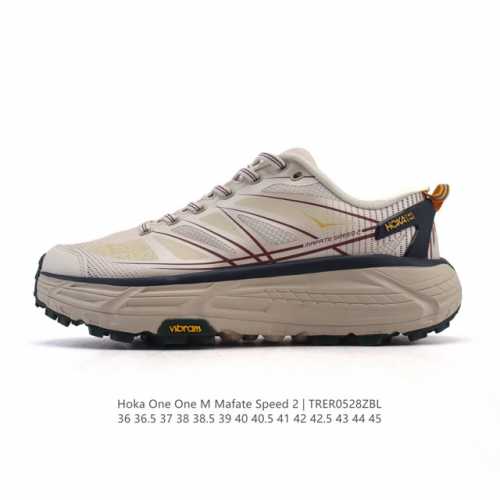 公司级 玛法特二代 Hoka One One Mafate Speed 2 Low 轻量低帮户外越野跑鞋 户外山脉越野轻量运动跑鞋 鞋面用轻的无缝架构 鞋带用了
