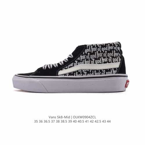 万斯Vans范斯 经典系列 Sk8-Mid 中帮帆布拼接鞋 休闲运动硫化板鞋 情侣鞋时尚复古男女鞋。 类型：男女鞋 码数：35-44含硫化 编码：Olkw090