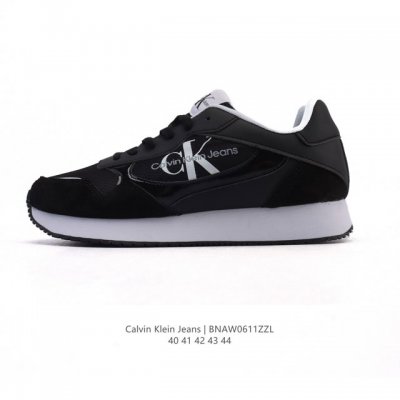 新品 Calvin Klein 卡文克莱 街头 低帮 运动鞋 潮流 复古 板鞋 Calvin Klein Jeans 男款Ck牛皮革拼接印花休闲运动阿甘鞋简约百
