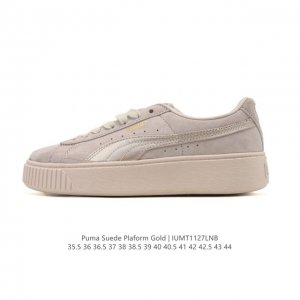 puma Suede plarfotm Cold 彪马 猪八戈 烫金标 舒适脚感 厚底增高松糕底 休闲百搭板鞋 尺码：35.5-44含半码 编码：Iumt112