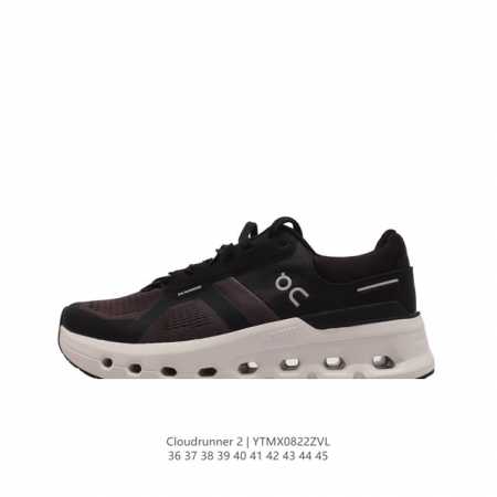 on昂跑丨cloudrunner 2 运动跑步鞋 厚底增高老爹鞋。延续加宽中底设计，结合后跟 Tpu 贴片，再怎么变速，都紧跟脚步。宽厚鞋底，托住每一步、平稳落 - 点击图像关闭