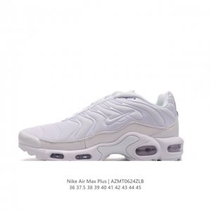 NIKE 耐克 男女子休闲鞋气垫缓震跑步鞋 AIR MAX PLUS 运动鞋 造型超讨喜！鞋面以帆布和织物材质包裹，保证了轻薄透气，更适合夏季穿着。鞋侧 鱼骨
