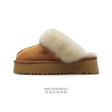 Ugg 棉拖 雪地靴 俏皮可爱的百变造型 大毛领， 美国轻奢品牌ugg 平底系列冬季雪地休闲保暖家居包头棉拖鞋。官方同步包装 检验标 材料采用原厂防污防水皮料 - 点击图像关闭