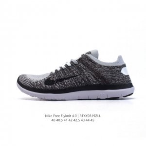 130 耐克Nike Free Flyknit 赤足4.0 轻跑鞋男士运动鞋 。缓震性能胜过 3.0，轻薄特性胜过 5.0，Nike Free 4.0 Flyk