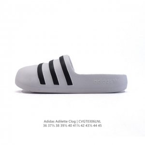 80 阿迪达斯Adidas Adilette Clog夏季时尚舒适男女士包头凉拖鞋 高品质 厚底增高一字拖鞋沙滩鞋 休闲运动拖鞋 脚极感致舒适 类型：男女鞋 货