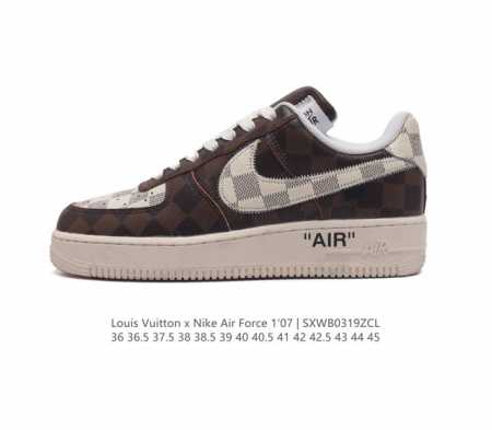 特价 Louis Vuitton X Nike Air Force 1 Low 路易威登联名 耐克 空军一号 Af1 低帮百搭休闲厚底增高运动板鞋 柔软 弹性十 - 点击图像关闭