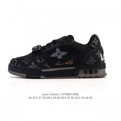 公司级 路易威登 Louis Vuitton Lv路易威登板鞋 时尚运动鞋潮厚底增高男女鞋。舒适防滑底和百搭性霸屏整个时尚娱乐圈，细节调整完美主义！采用柔软皮革