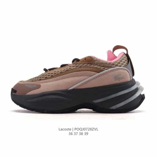 Lacoste 时尚户外休闲潮流系列运动鞋 厚底增高老爹鞋 广东大厂品质全新工艺升级 品质毋庸置疑 全新原厂包装鞋盒 透气网面鞋面，搭配防臭防腐真皮乳胶鞋垫，给