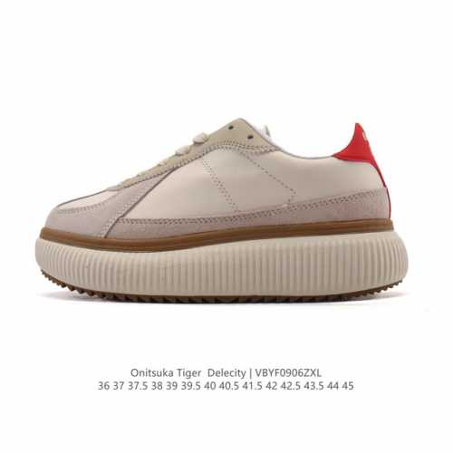 新品 Onitsuka Tiger 鬼塚虎 Delecity 鞋帮高度 低帮 功能 平衡,支撑,增高,耐磨 运动系列 时尚休闲松糕跟 厚底增高小白鞋。Onits