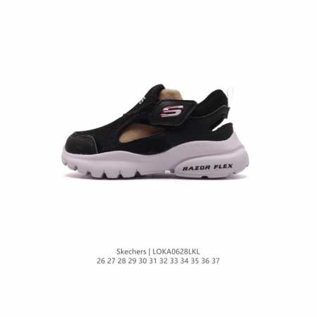 童鞋开学季 Skechers 斯凯奇 包头凉拖鞋 男女童运动跑步鞋 小童大童休闲鞋 沙滩鞋 平底舒适透气休闲板鞋儿童魔术贴运动鞋 护踝儿童运动跑步鞋中大童轻便透 - 点击图像关闭