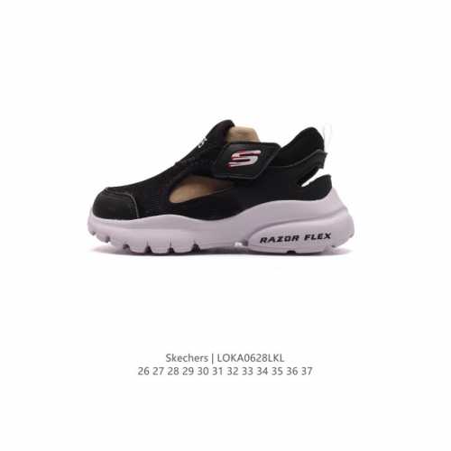 童鞋开学季 Skechers 斯凯奇 包头凉拖鞋 男女童运动跑步鞋 小童大童休闲鞋 沙滩鞋 平底舒适透气休闲板鞋儿童魔术贴运动鞋 护踝儿童运动跑步鞋中大童轻便透