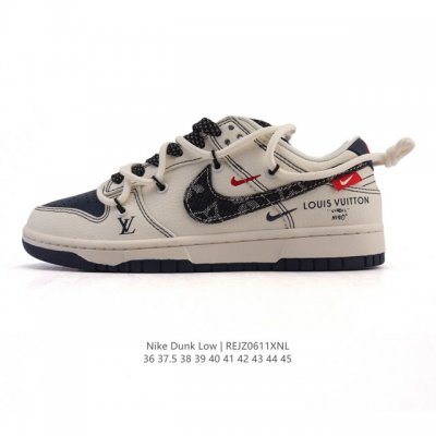 公司级 耐克 Nike Sb Dunk Low Pro 运动鞋复古板鞋 潮滑板鞋 解构绑带 双鞋带 路易威登联名。采用柔软皮革鞋面，经久耐穿，塑就如元年款 Du