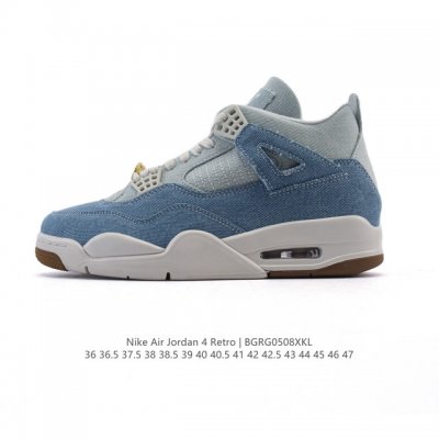 公司级 耐克 Nike Air Jordan 4 Retro Og迈克尔 乔丹Aj4代乔4 中帮复古牛仔布 休闲运动文化篮球鞋。秉承轻量化的速度型篮球鞋设计思想