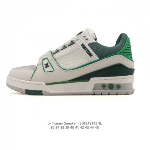 公司级 路易威登 Louis Vuitton Lv路易威登板鞋 时尚运动鞋潮厚底增高男女鞋。舒适防滑底和百搭性霸屏整个时尚娱乐圈，细节调整完美主义！采用柔软皮革