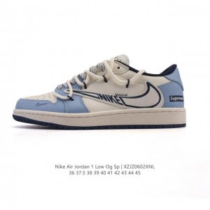 真标 耐克 Nike Air Jordan 1 Low Og Sp Military Blue Aj1乔1倒勾 2025年新款 蛇年新款 低帮篮球鞋 解构绑带