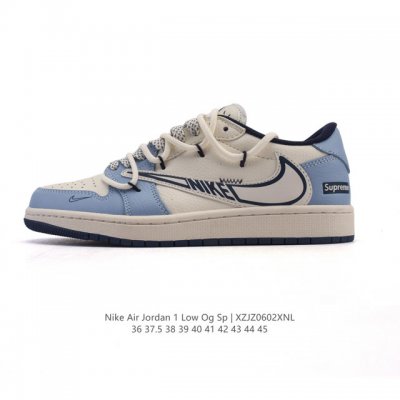 真标 耐克 Nike Air Jordan 1 Low Og Sp Military Blue Aj1乔1倒勾 2025年新款 蛇年新款 低帮篮球鞋 解构绑带
