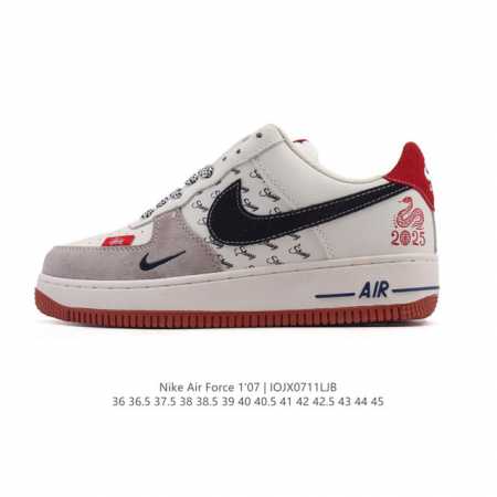 特价头层皮 耐克 Nike Air Force 1 '07 Low 2025新年新款 蛇年限定 空军一号含气垫 小白鞋 低帮百搭厚底增高休闲运动板鞋。柔软、弹性 - 点击图像关闭
