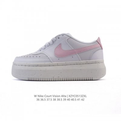 耐克Nike Court Vision Lo校园风低帮复古篮球板鞋 松糕跟 厚底增高运动鞋 2025年新款小白鞋，延续80年代复古篮球鞋，添加学院风细节。皮革组